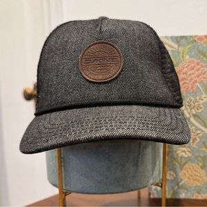 Dakine Grey Denim Trucker Cap with Leather Patch